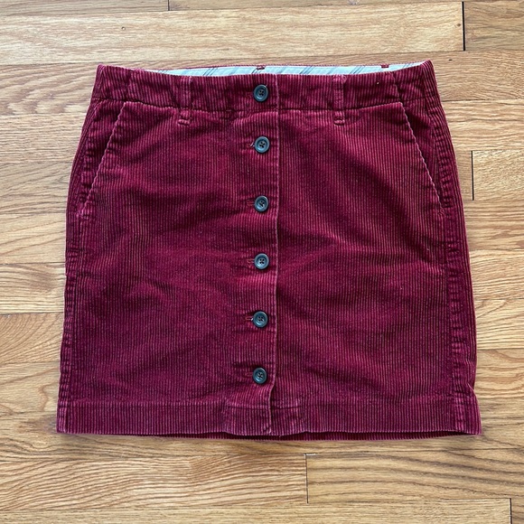 Uniqlo Ines De La Fressange Maroon Corduroy Front-Buttoned Skirt - Picture 1 of 8